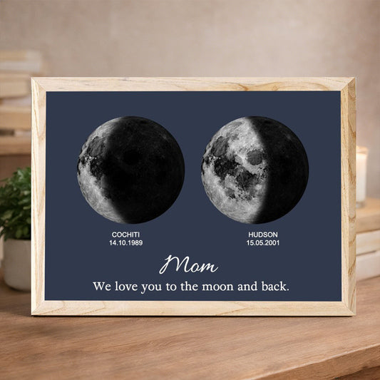 Personalized Mom We Love You To The Moon And Back Custom Moon Phase Print Frame Unique Family Keepsake Gift For Mom Grandma Mother's Day Gift Ideas