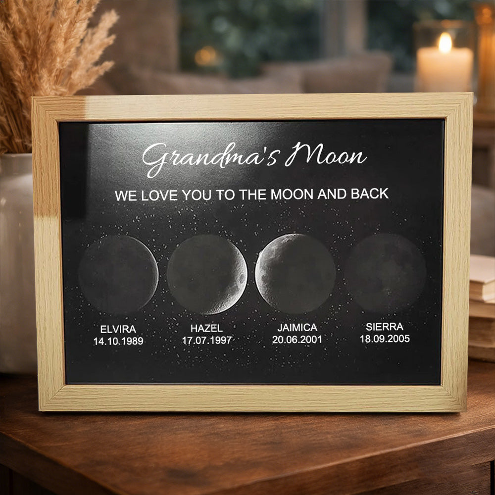 Custom Mom's Moon Phase Print Frame With Names Personalized Family Keepsake Gifts For Mom Grandma Mother's Day Gift Ideas