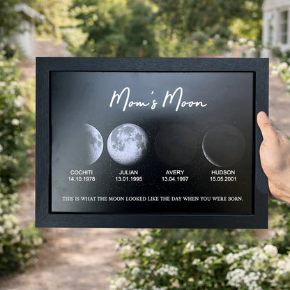 Custom Mom's Moon Phase Print Frame With Names Personalized Family Keepsake Gifts For Mom Grandma Mother's Day Gift Ideas