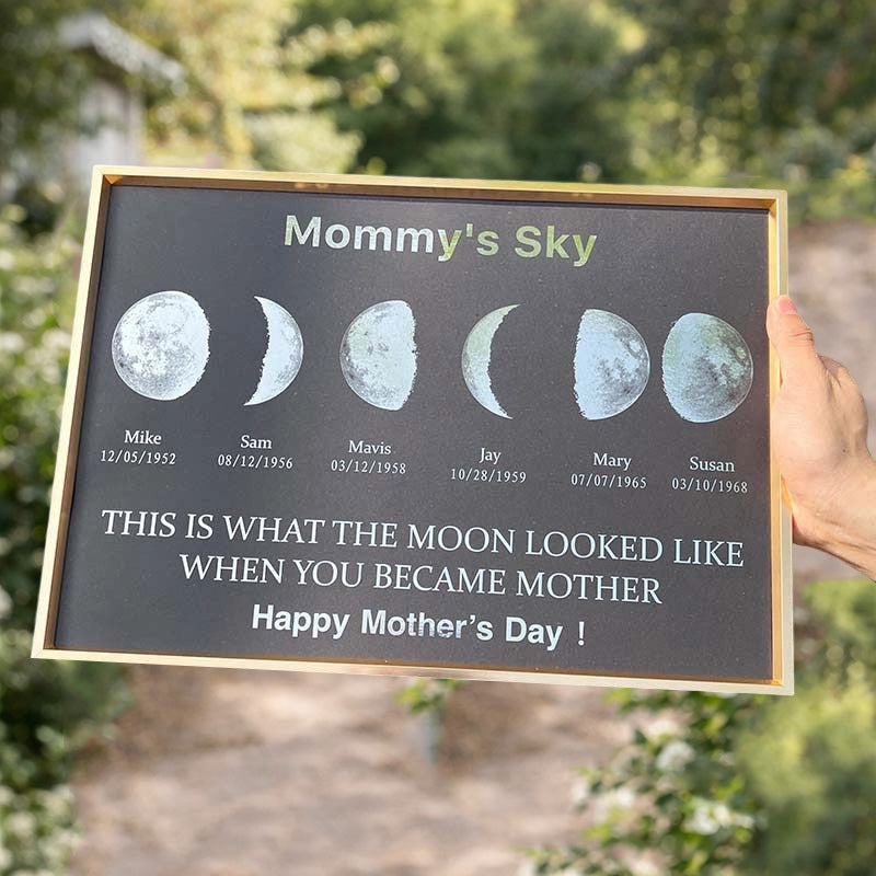 Custom Mommy's Universe Moon Phase Print Frame Personalized Family Keepsake Gift With Kids Names Unique Mother's Day Gift For Mom Grandma