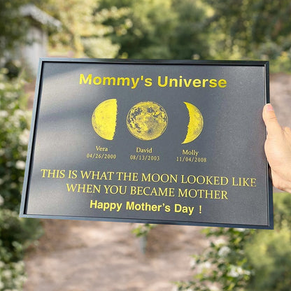 Personalized Mommy's Sky Moon Phase Print Frame With Kids Names Unique Meaningful Mother's Day Gifts For Mom Grandma