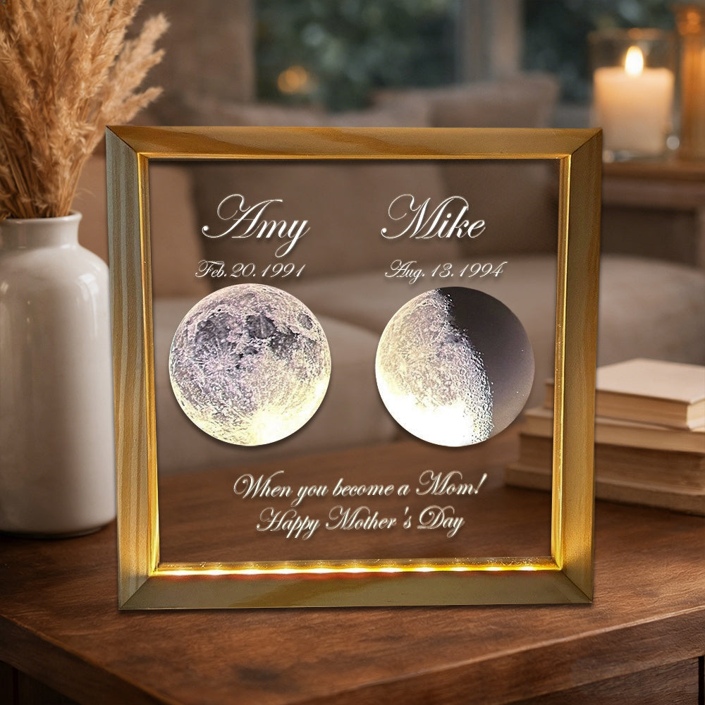 Custom Moon Phase Photo Lamp With Date Personalized Night Light Meaningful Gifts For Mom Perfect Mother's Day Gift Ideas