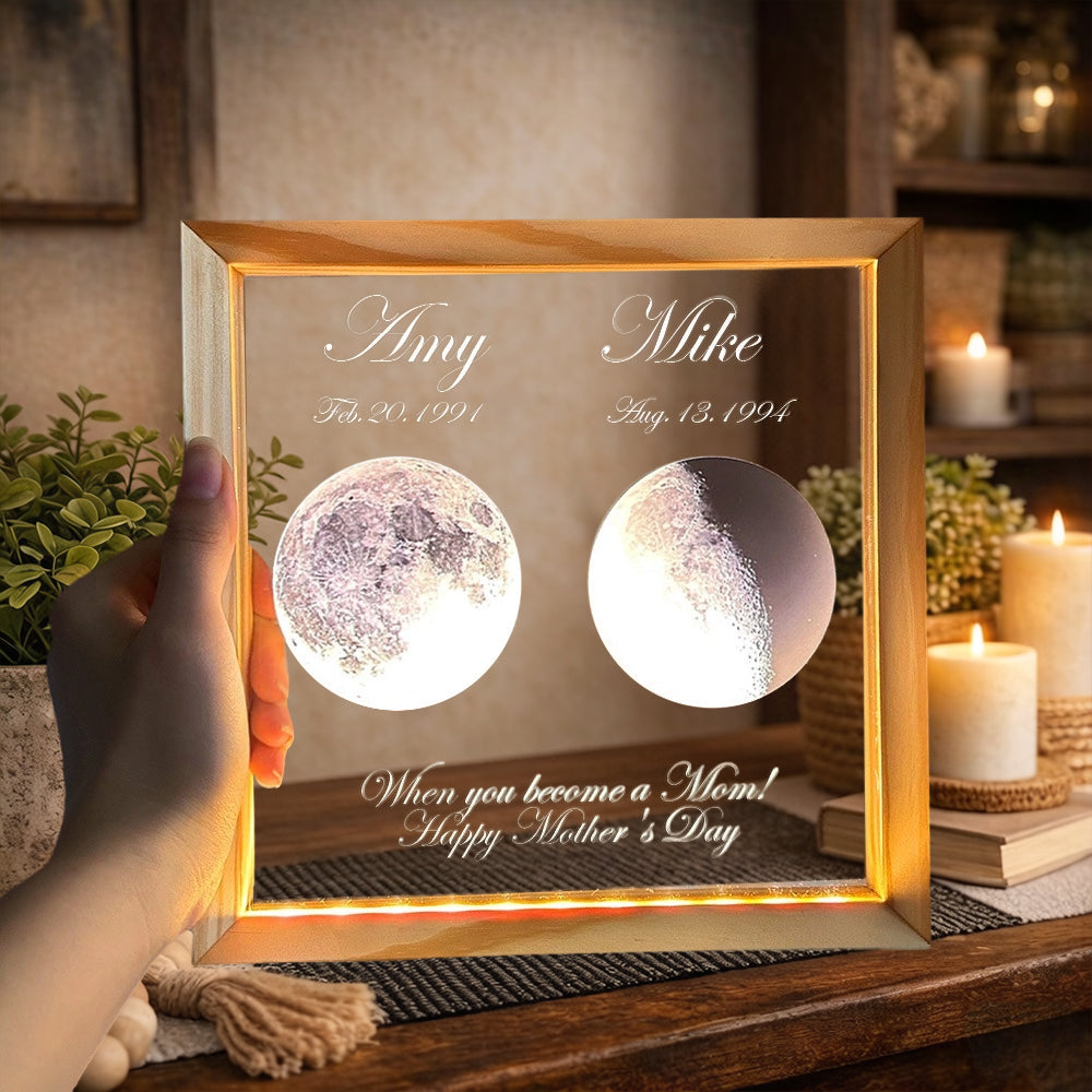 Custom Moon Phase Photo Lamp With Date Personalized Night Light Meaningful Gifts For Mom Perfect Mother's Day Gift Ideas