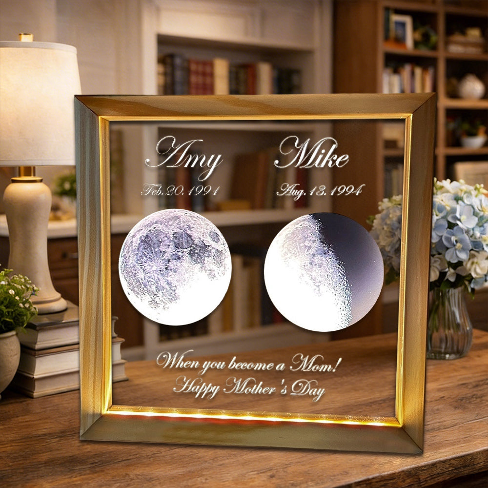 Custom Moon Phase Photo Lamp With Date Personalized Night Light Meaningful Gifts For Mom Perfect Mother's Day Gift Ideas