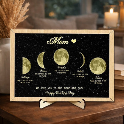 Custom Mom Moon Phase Print Family Frame With Kids Names Personalized Birthday Gift For Mom Grandma Mother's Day Gift Ideas