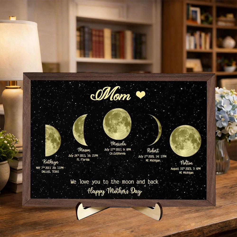Custom Mom Moon Phase Print Family Frame With Kids Names Personalized Birthday Gift For Mom Grandma Mother's Day Gift Ideas