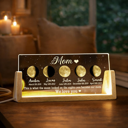 Custom The Nights You Became Our Mom Moon Phase Night Light With Kids Names Personalized Lamp Gifts for Mom Grandma Mother's Day Present
