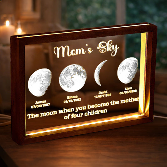 Personalized Mom's Sky Moon Phase Night Light By Date With Kids Names Keepsake Gift for Mom Unique Mother's Day Gifts