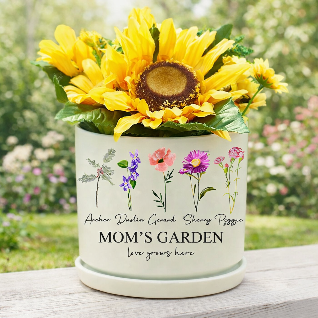 Grandma's Garden Birth Flower Outdoor Plant Pot Mother's Day Gift Ideas Unique Gifts for Grandma Mom
