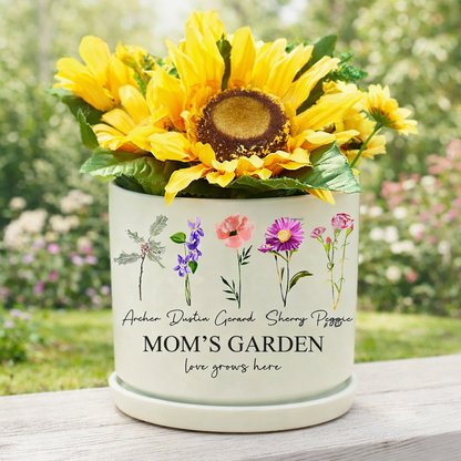 Grandma's Garden Birth Flower Outdoor Plant Pot Mother's Day Gift Ideas Unique Gifts for Grandma Mom