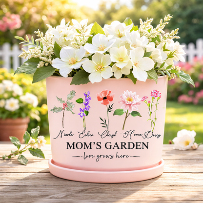 Grandma's Garden Birth Flower Outdoor Plant Pot Mother's Day Gift Ideas Unique Gifts for Grandma Mom