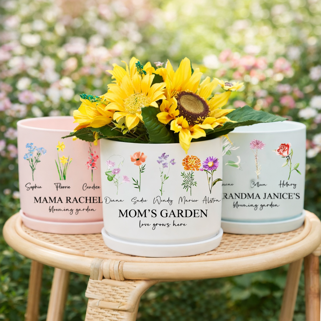 Grandma's Garden Birth Flower Outdoor Plant Pot Mother's Day Gift Ideas Unique Gifts for Grandma Mom