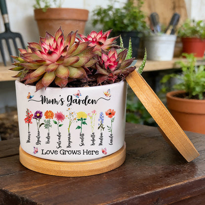 Personalized Nana’s Garden Birth Flower Pot – Custom Kids’ Names, Perfect Gift for Nana