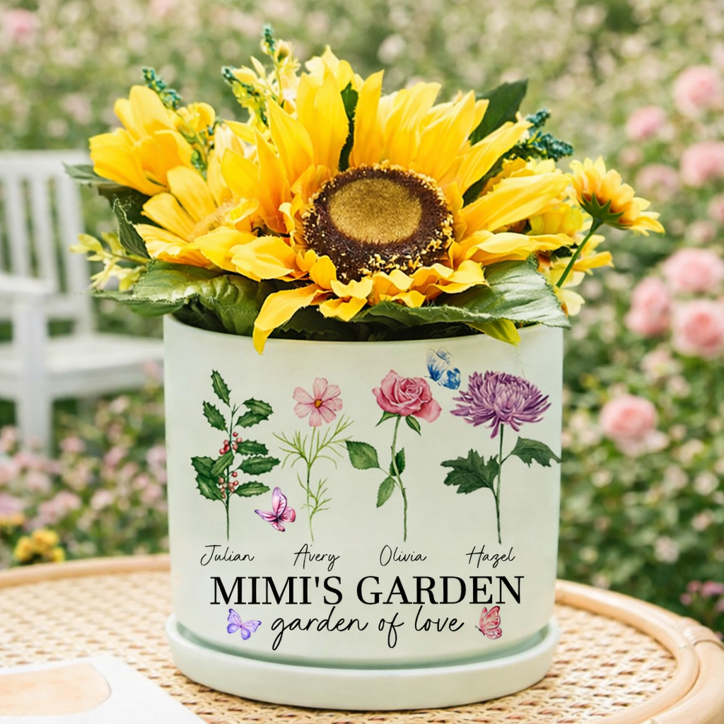 Personalized “Garden of Life” Mimi’s Garden Birth Flower Pot – Mother’s Day & Family Birthday Gift for Mom or Grandma