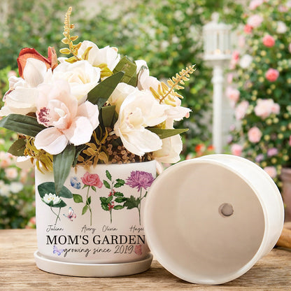 Personalized “Garden of Life” Mimi’s Garden Birth Flower Pot – Mother’s Day & Family Birthday Gift for Mom or Grandma