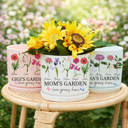 Personalized “Garden of Life” Mimi’s Garden Birth Flower Pot – Mother’s Day & Family Birthday Gift for Mom or Grandma