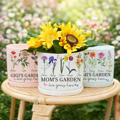 Personalized Mimi’s Garden Birth Flower Pot – “Love Grows Here,” Perfect Mother’s Day Gift Ideas