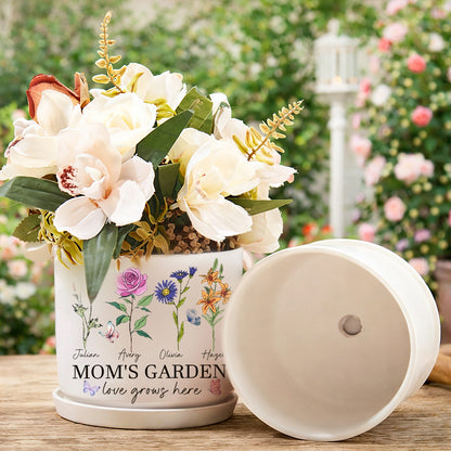 Personalized Mimi’s Garden Birth Flower Pot – “Love Grows Here,” Perfect Mother’s Day Gift Ideas