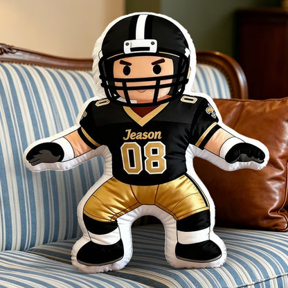 One-of-a-Kind Football Player Pillow with Custom Name and Number Design