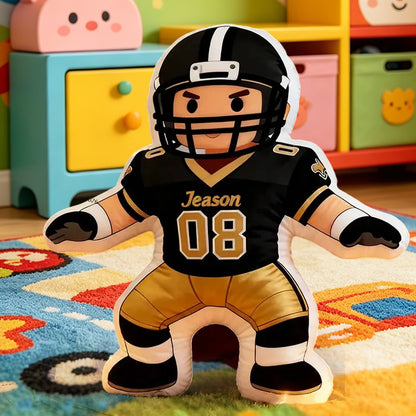 One-of-a-Kind Football Player Pillow with Custom Name and Number Design