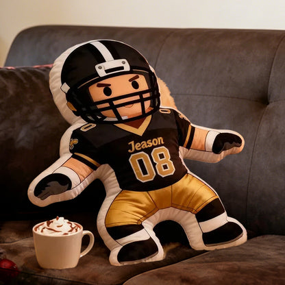 One-of-a-Kind Football Player Pillow with Custom Name and Number Design