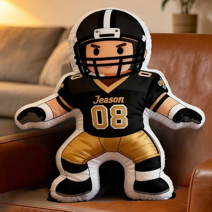 One-of-a-Kind Football Player Pillow with Custom Name and Number Design