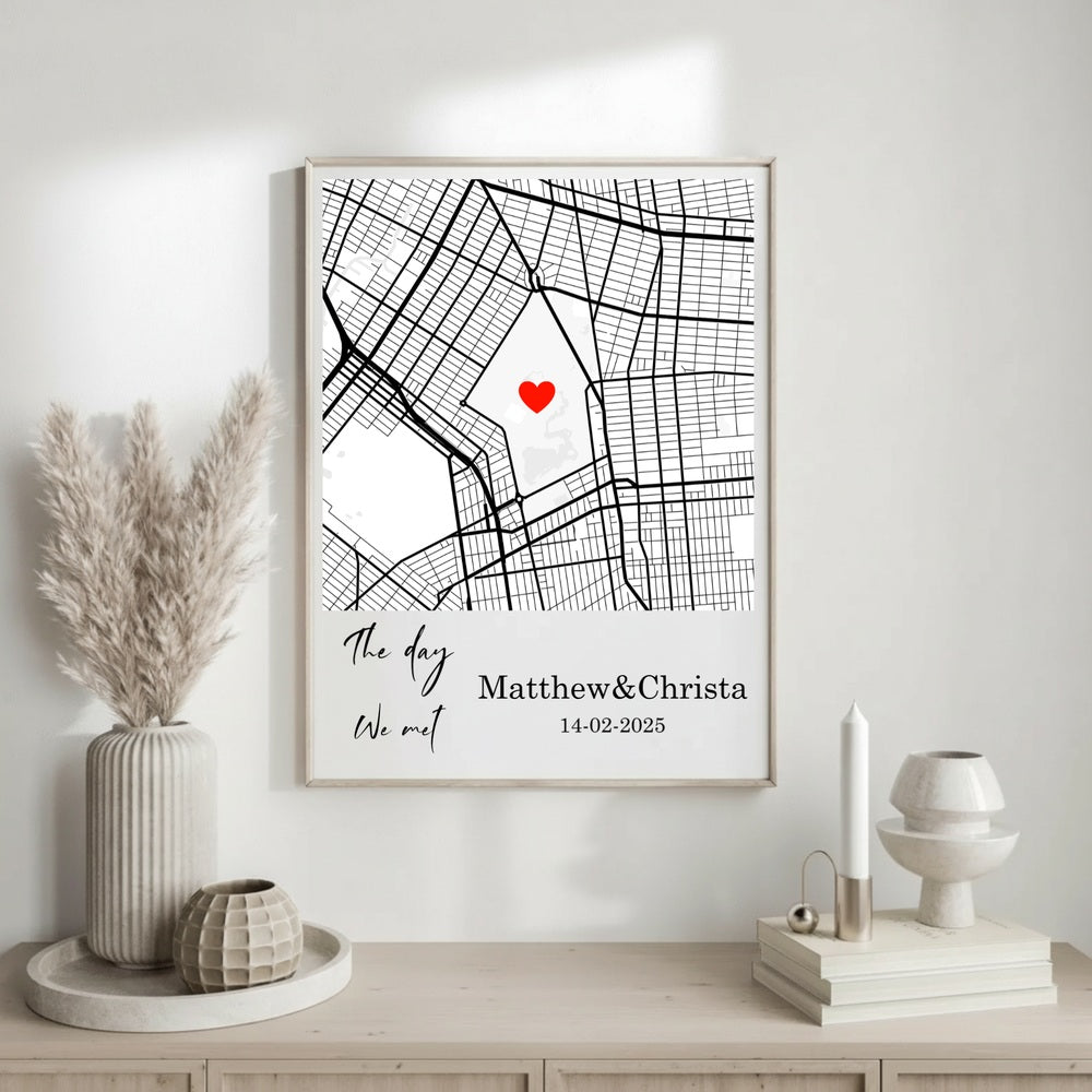 Personalized Where We Met City Map Print Romantic Gift For Him Or Her