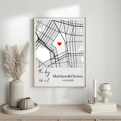 Personalized Where We Met City Map Print Romantic Gift For Him Or Her