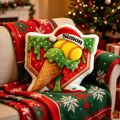 Personalized Softball Christmas Pillow – Add Festive Cheer to Your Love for Softball