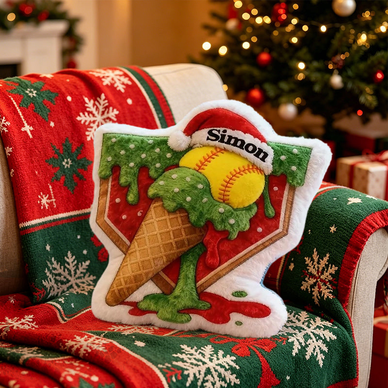 Personalized Softball Christmas Pillow – Add Festive Cheer to Your Love for Softball