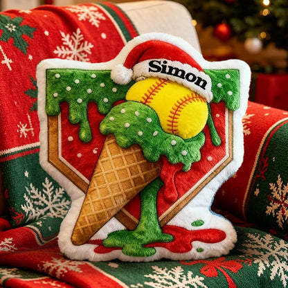 Personalized Softball Christmas Pillow – Add Festive Cheer to Your Love for Softball