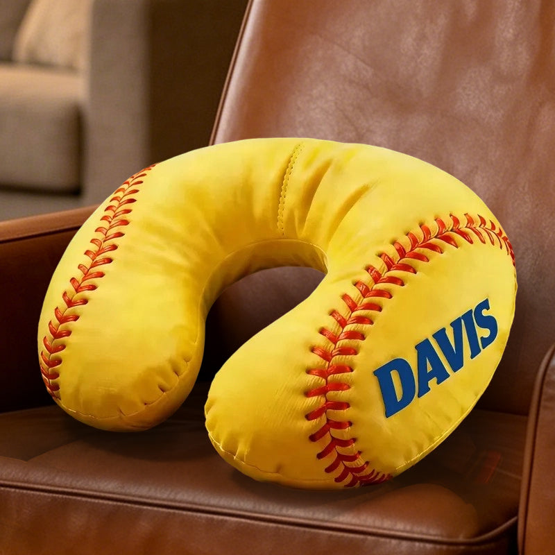 Personalized Softball-Themed U-Shaped Pillow – Unique Gift for Softball Lovers