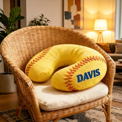 Personalized Softball-Themed U-Shaped Pillow – Unique Gift for Softball Lovers