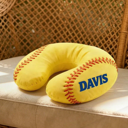 Personalized Softball-Themed U-Shaped Pillow – Unique Gift for Softball Lovers
