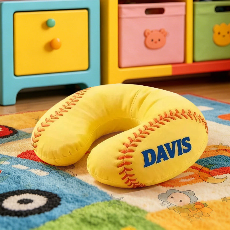 Personalized Softball-Themed U-Shaped Pillow – Unique Gift for Softball Lovers