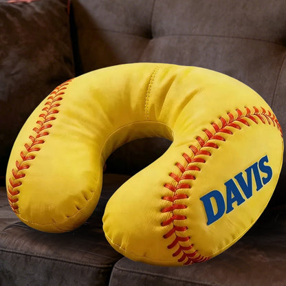 Personalized Softball-Themed U-Shaped Pillow – Unique Gift for Softball Lovers