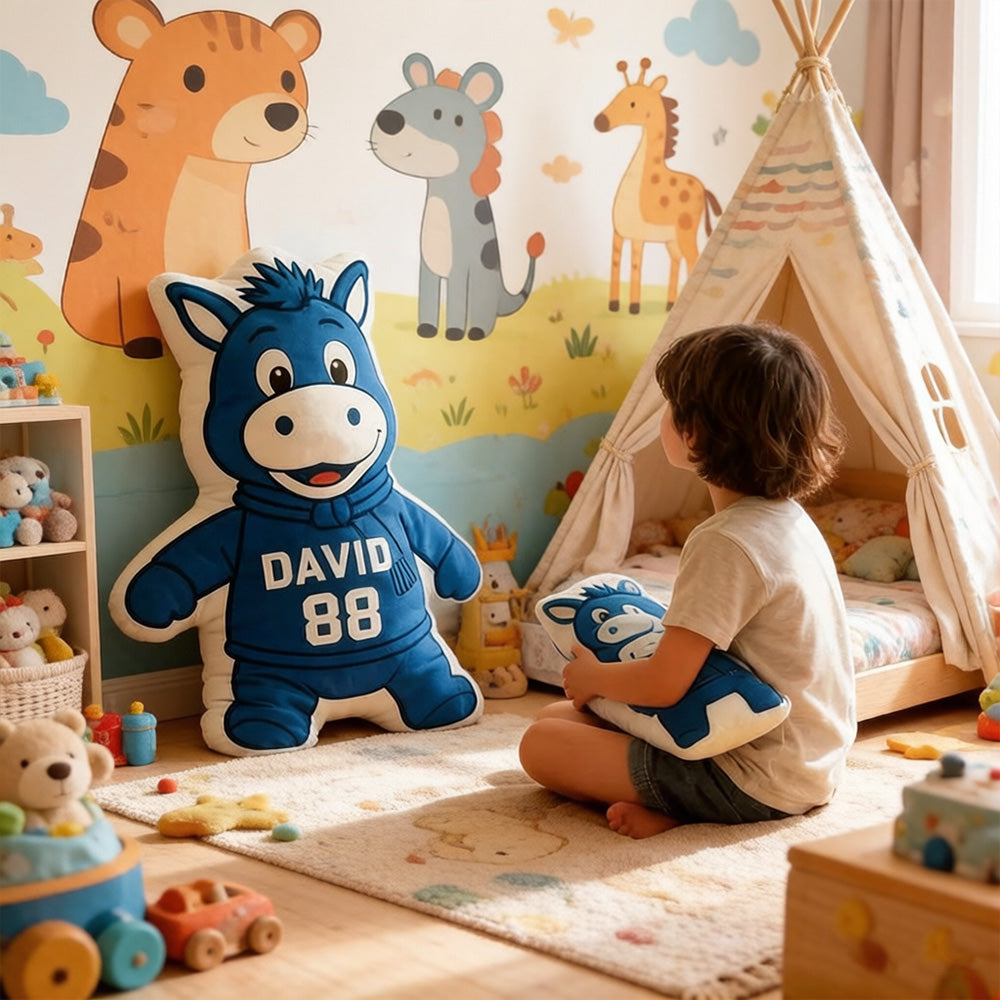 Personalized Sports Mascot Pillow – Custom Name & Number Gift for Kids and Fans