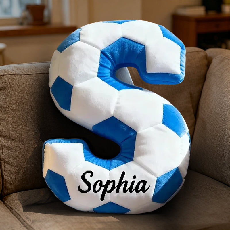Personalized Soccer Ball Letter Pillow with Custom Name – Alphabet Pillow for Kids, Athletes, and Soccer Fans