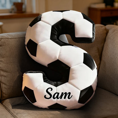 Personalized Soccer Ball Letter Pillow with Custom Name – Alphabet Pillow for Kids, Athletes, and Soccer Fans