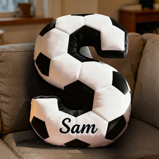 Personalized Soccer Ball Letter Pillow with Custom Name – Alphabet Pillow for Kids, Athletes, and Soccer Fans