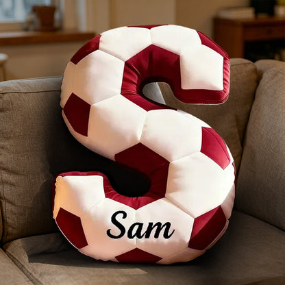 Personalized Soccer Ball Letter Pillow with Custom Name – Alphabet Pillow for Kids, Athletes, and Soccer Fans