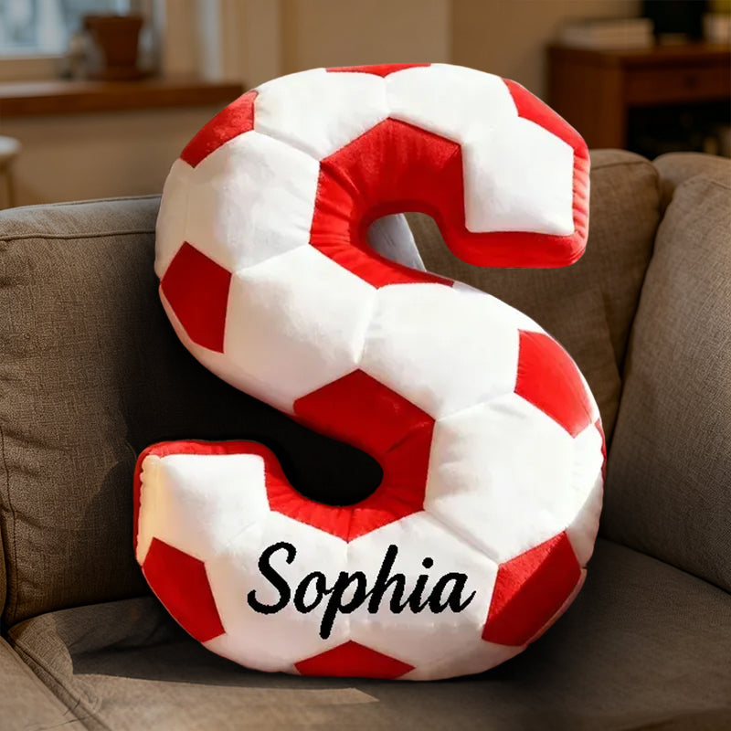 Personalized Soccer Ball Letter Pillow with Custom Name – Alphabet Pillow for Kids, Athletes, and Soccer Fans
