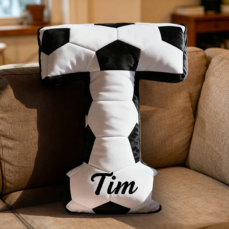Personalized Soccer Ball Letter Pillow with Custom Name – Alphabet Pillow for Kids, Athletes, and Soccer Fans