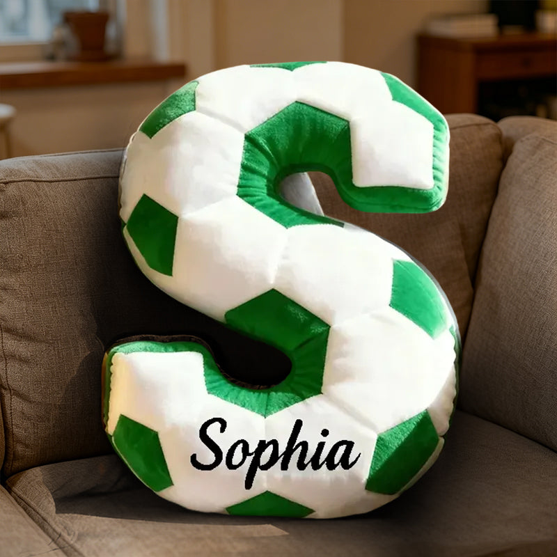 Personalized Soccer Ball Letter Pillow with Custom Name – Alphabet Pillow for Kids, Athletes, and Soccer Fans