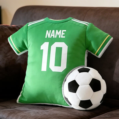 Personalized 3D Graphic Soccer Jersey Pillow – Custom Name and Number for Fans