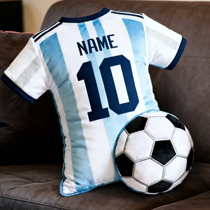 Personalized 3D Graphic Soccer Jersey Pillow – Custom Name and Number for Fans