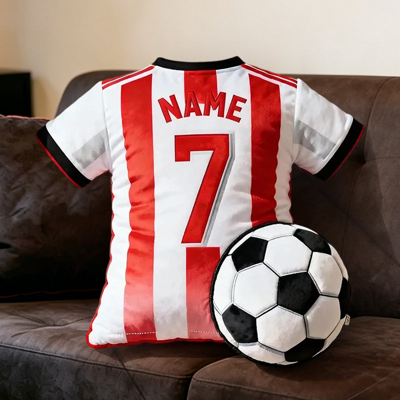 Personalized 3D Graphic Soccer Jersey Pillow – Custom Name and Number for Fans