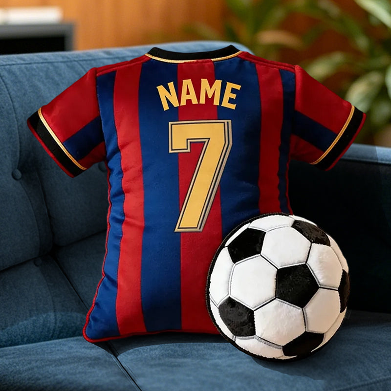 Personalized 3D Graphic Soccer Jersey Pillow – Custom Name and Number for Fans