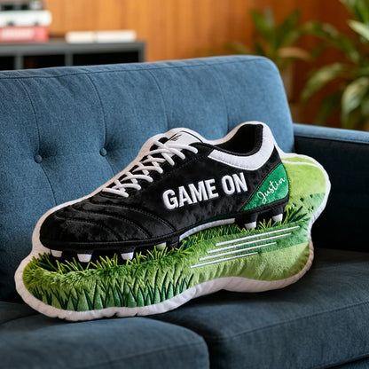 Personalized Graphic 3D Print Soccer Shoe Pillow with Custom Name – Fun Sports Cushion for Kids, Players, and Soccer Fans