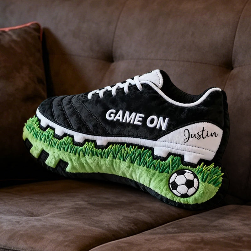 Personalized Graphic 3D Print Soccer Shoe Pillow with Custom Name – Fun Sports Cushion for Kids, Players, and Soccer Fans